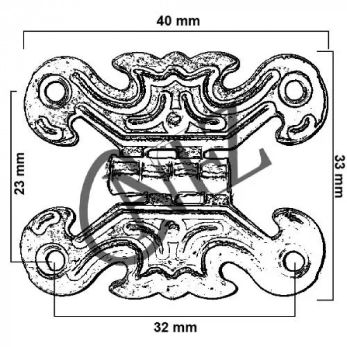HEYF Dekoratif Sac Kelebek Menteşe - Küçük, Eskitme, 1 Adet