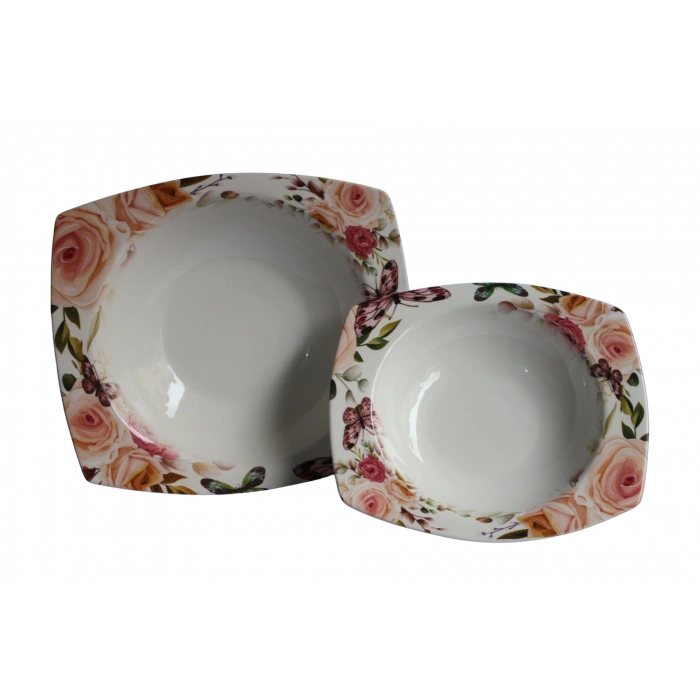 heyf Dijital Baskılı 2li Derin Kare Salata Kasesi 29cm 24cm