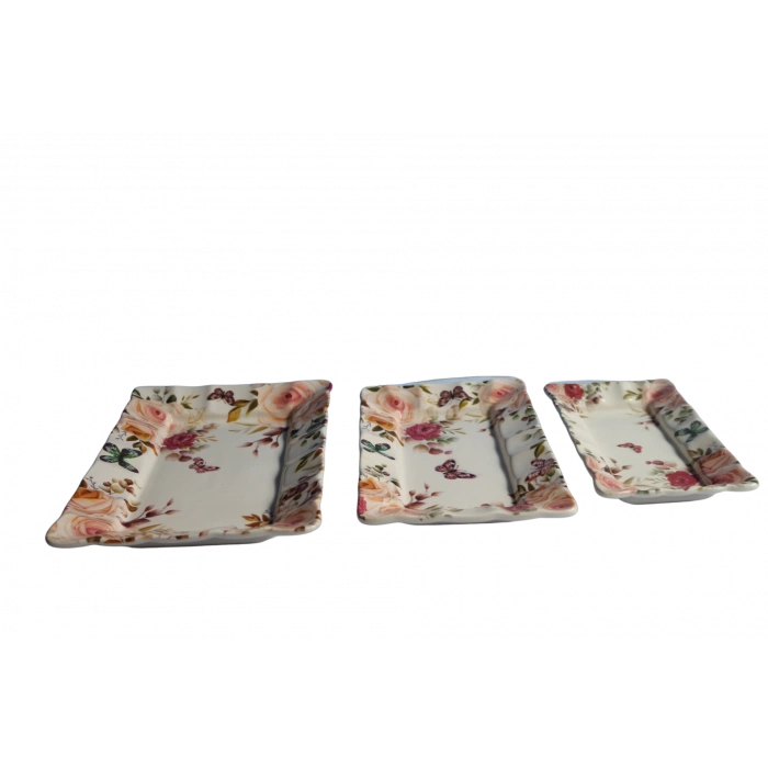 heyf Dijital Baskılı 3lü Dikdörtgen Kayık Tabak