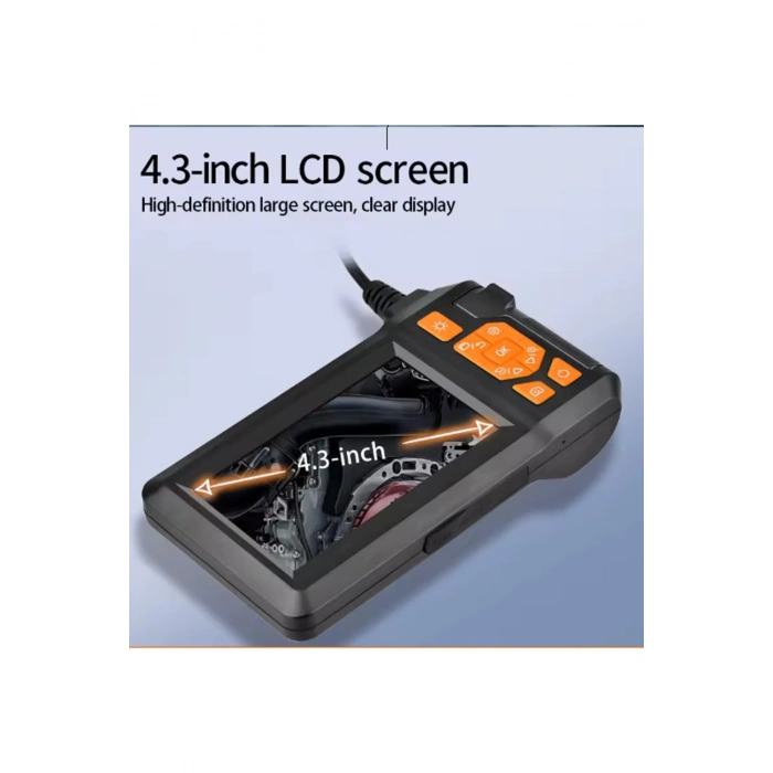 HEYF Ekranlı 3 Kameralı 10 Mt Hafıza Kart Destekli Sert Kablo Yılan Endoskop Kamera 8 Mm 4.3 Inc