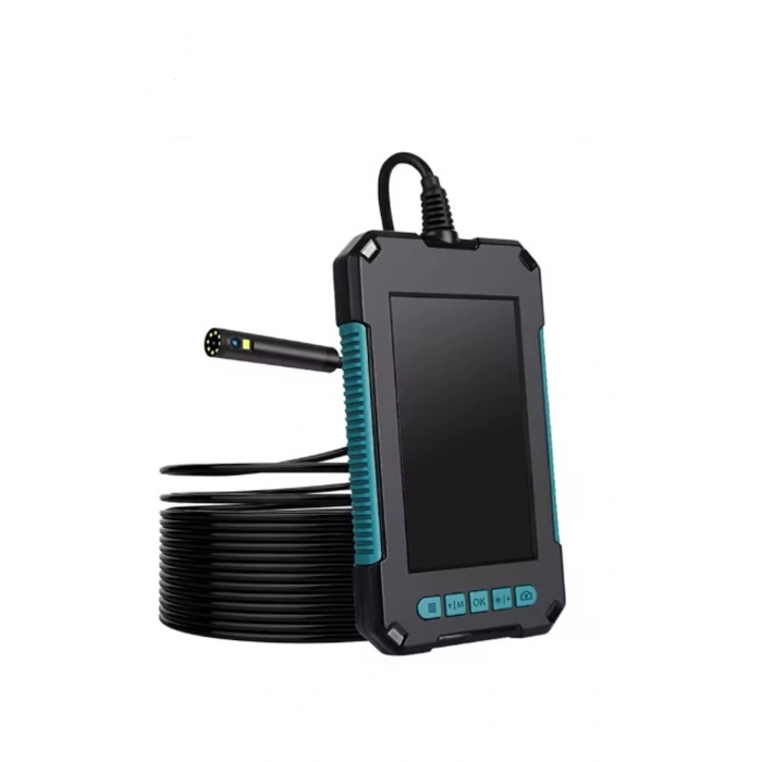 HEYF Ekranlı Çift Kameralı 10 Mt Hafıza Kart Destekli Sert Kablo Yılan Endoskop Kamera 5.5 Mm 4.3 Inc