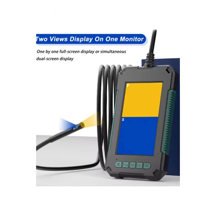 HEYF Ekranlı Çift Kameralı 10 Mt Hafıza Kart Destekli Sert Kablo Yılan Endoskop Kamera 5.5 Mm 4.3 Inc