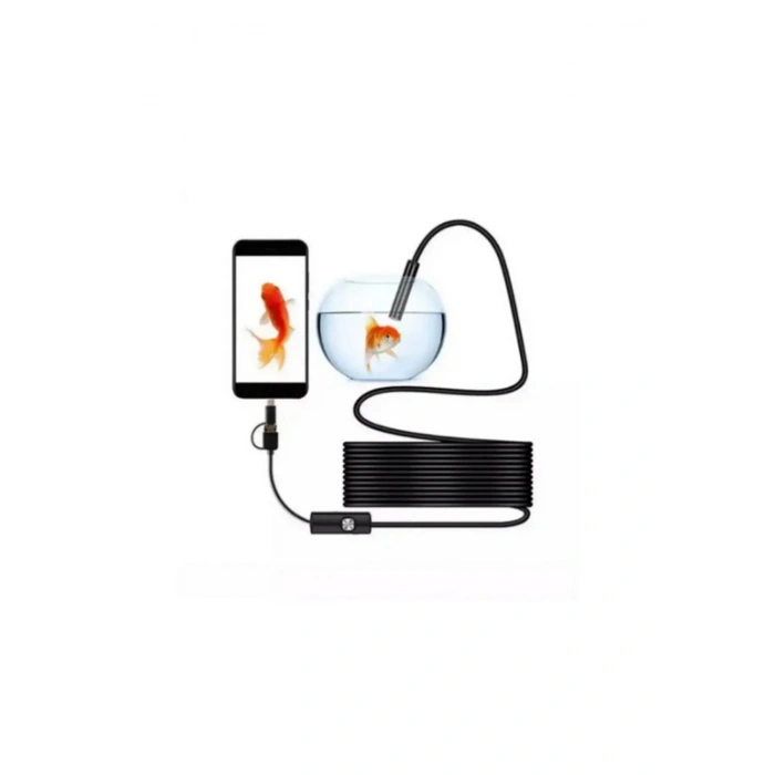 HEYF Endoskop Yılan Video Kamera Led’li 5 Metre 7 Mm Sert Kablo Yüksek Kaliteli Stereo