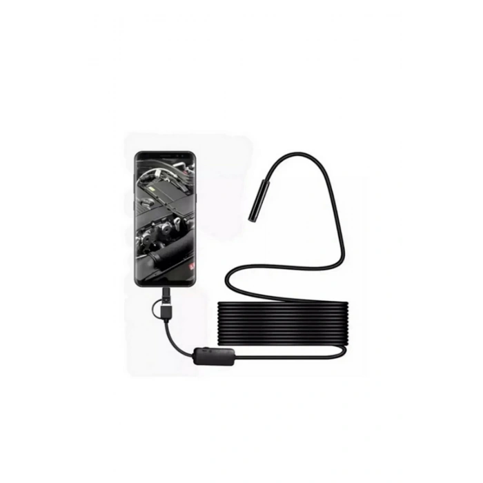 HEYF Endoskop Yılan Video Kamera Led’li 5 Metre 7 Mm Sert Kablo Yüksek Kaliteli Stereo