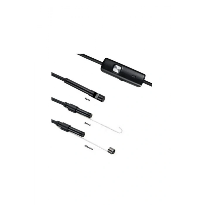 HEYF Endoskop Yılan Video Kamera Led’li 5 Metre 7 Mm Sert Kablo Yüksek Kaliteli Stereo