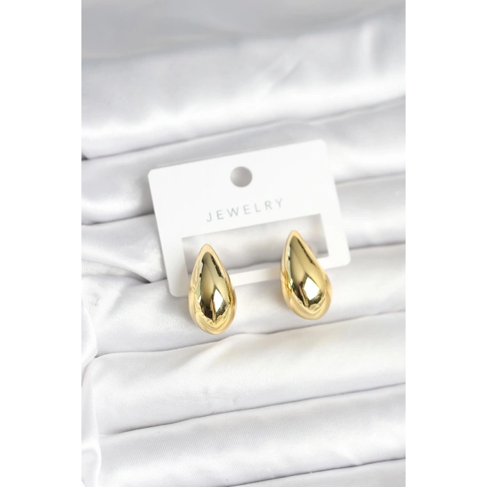 HEYF Gold Renk Damla Küpe 24 mm