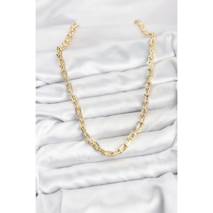 HEYF Gold Renk Pirinç Tifani Model Kadın Kolye