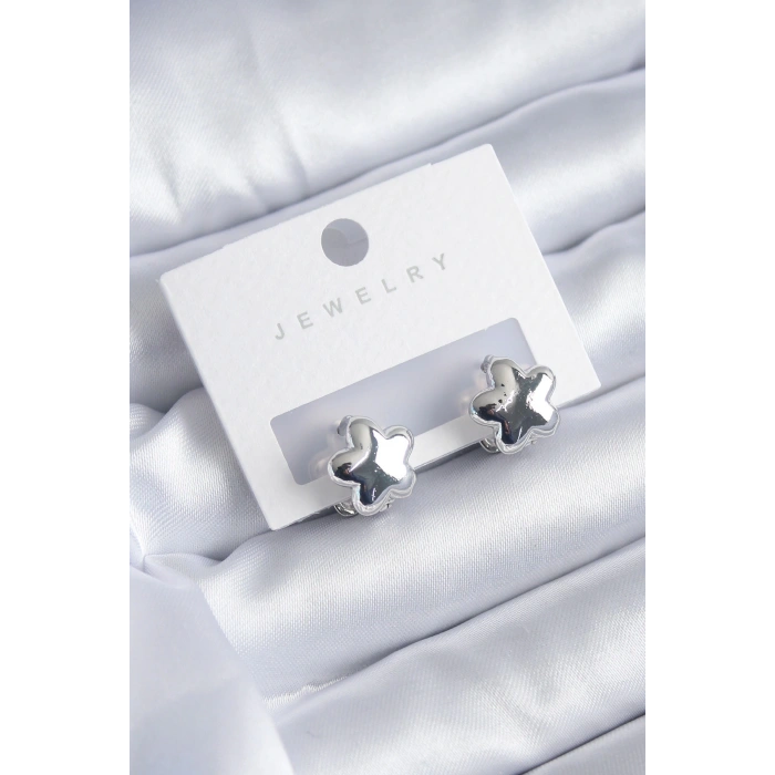 HEYF Gümüş Renk Yıldız Model Yıldız Model Pirinç Kadın Küpe