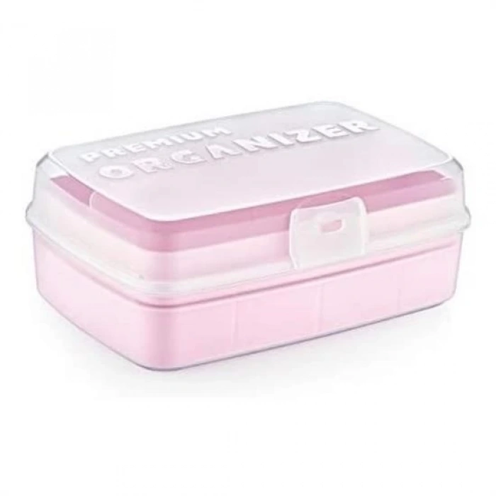 heyf HEYF® 12 Bölmeli Çok Amaçlı Takı Toka Kutusu Dikiş Kutusu Kapaklı Organizer Kutusu Bölmeli Kutu