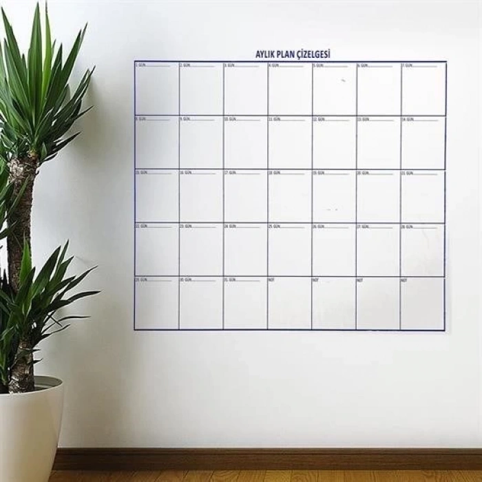 heyf HEYF® Aylık Planlayıcı Manyetik Duvar Stickerı Takvim Plan Çizelgesi