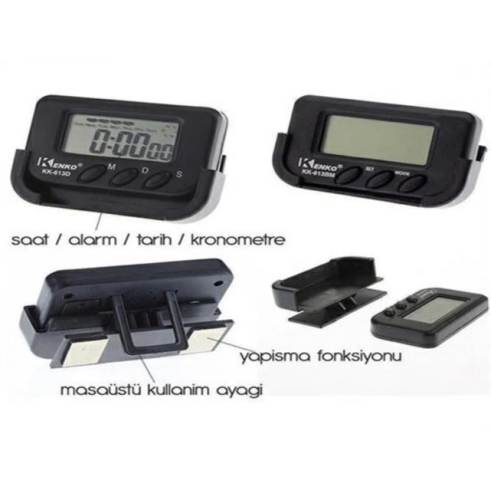 heyf HEYF® Ev ve Araç Tipi Dijital Saat Kronometreli Alarmlı Pilli Saat