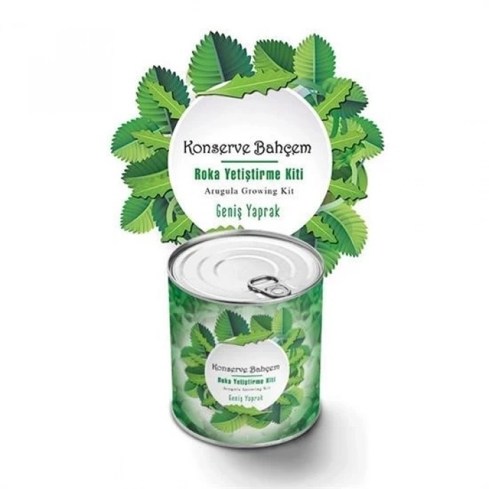 heyf HEYF® Konserve Bahçem Evde Konservede İri Yapraklı Roka Yetiştirme Kiti