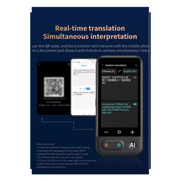 HEYF Kameralı 140 Dilde Wifi Özellikli Translator Elektronik Çeviri Cihazı Türkçe Menü
