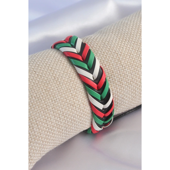 HEYF Karışık Renk İpli Deri Erkek Bileklik