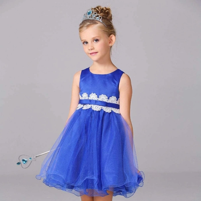 HEYF Karlar Ülkesi Elsa Mavi Kalpli Taç Ve Mavi Asa Seti Çocuk Boy