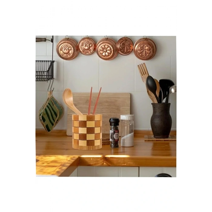 heyf Bambu Kaşıklık, Dekoratif Tezgah Üstü Dik Kaşıklık, Bambu Mutfak Düzenleyici