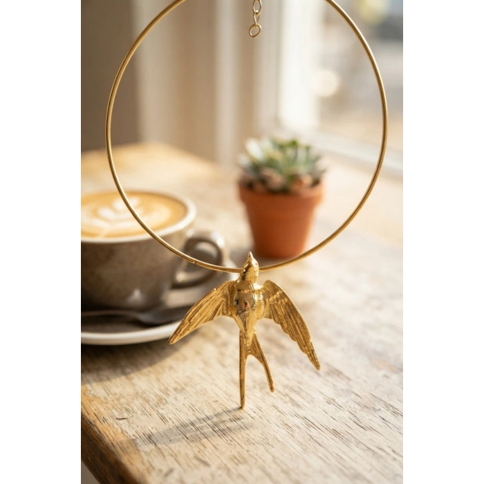 HEYF Kırlangıç Model Gold Renk Choker Kadın Kolye