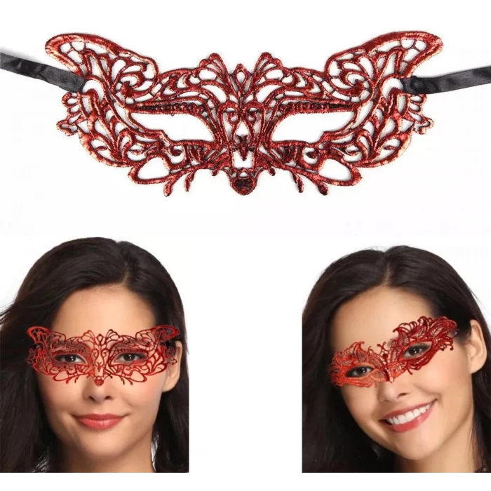 HEYF Kırmızı Dantel Masquerade Maskesi 9 No