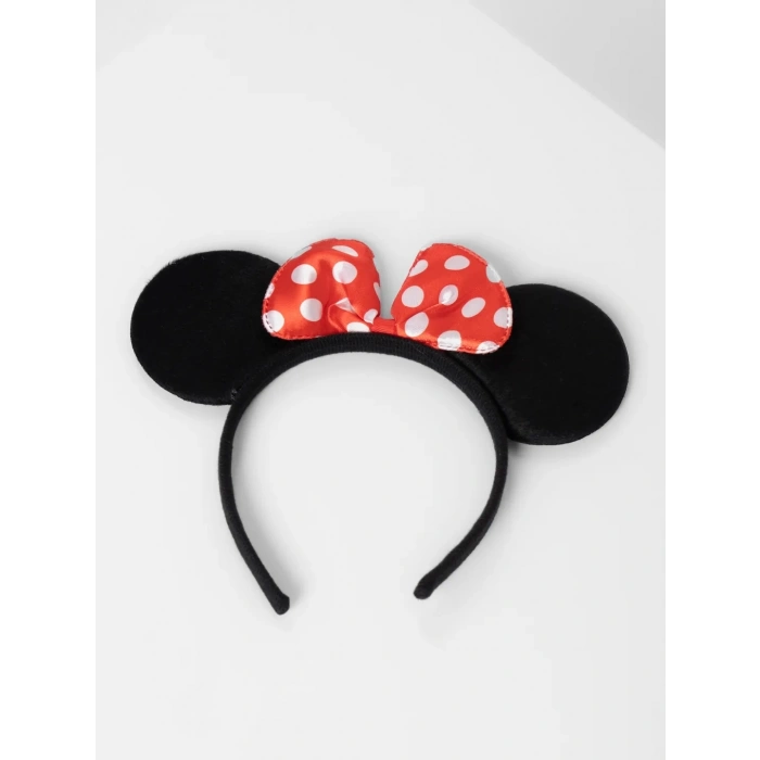 HEYF Kırmızı Fiyonklu Minnie Mouse Taç Fare Tacı Kafa Bandı