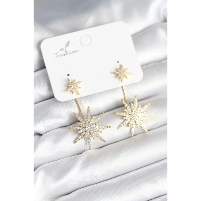 HEYF Kutup Yıldızı Model Zirkon Taşlı Pirinç Kadın Küpe