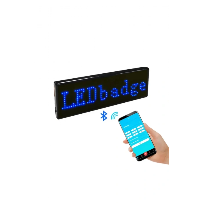 HEYF Matrix Kayan Led Yaka Rozeti Mobil Kontrollü Dijital Etiket 9×3cm