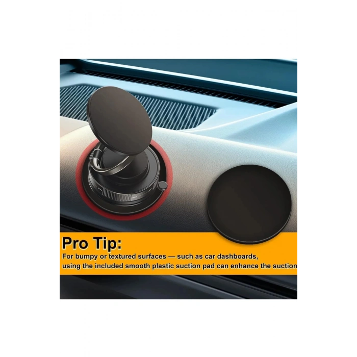 HEYF Metalik Magsafe Telefon Tutucu Tüm Yüzeylerle Uyumlu Vakumlu 360 Dönen Oynar Başlık