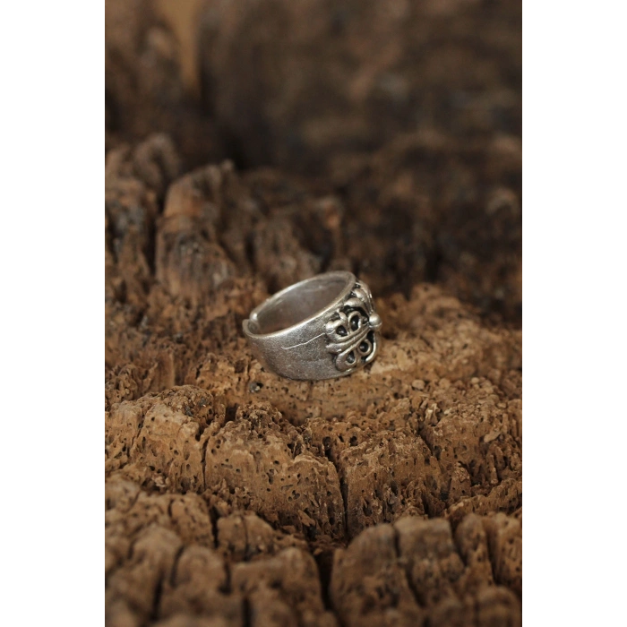 HEYF Motifli Ayarlanabilir Erkek Yüzük