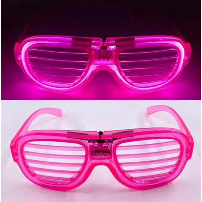 HEYF Pembe Led Işıklı Parti Gözlüğü - Neon Glow Şerit Gözlük 3 Modlu