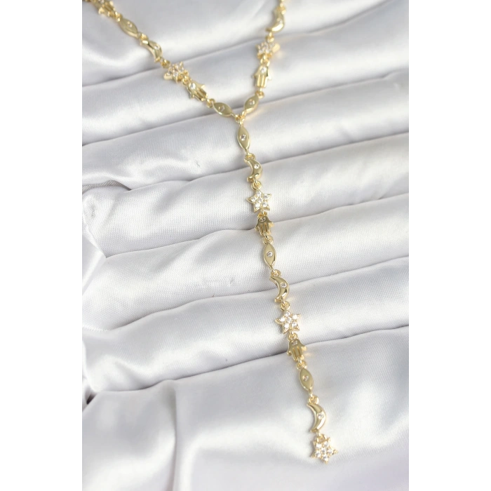 HEYF Pirinç Gold Renk Kadın Manifest Kolye