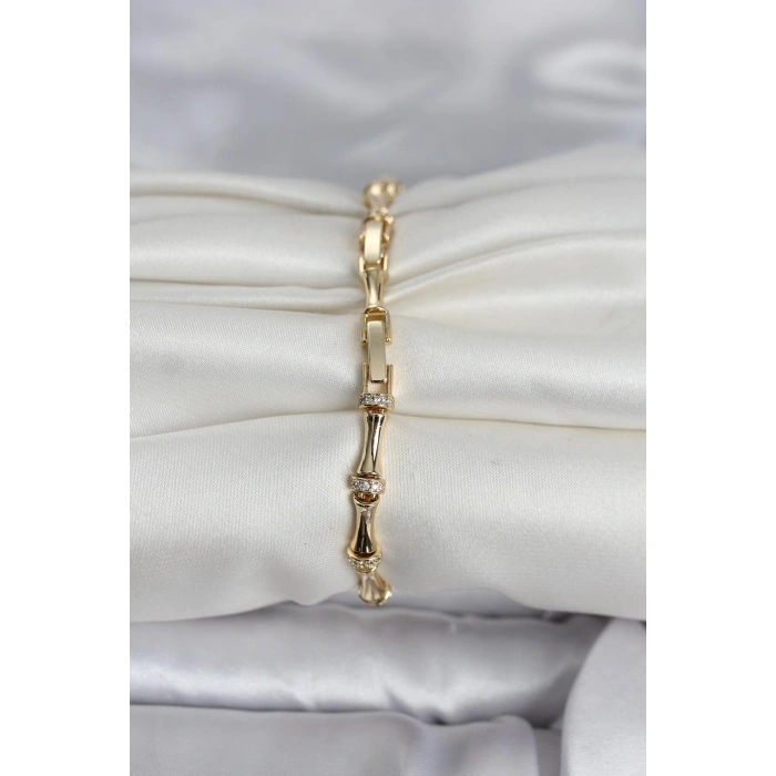 HEYF Pirinç Gold Renk Kemik Model Kadın Bileklik