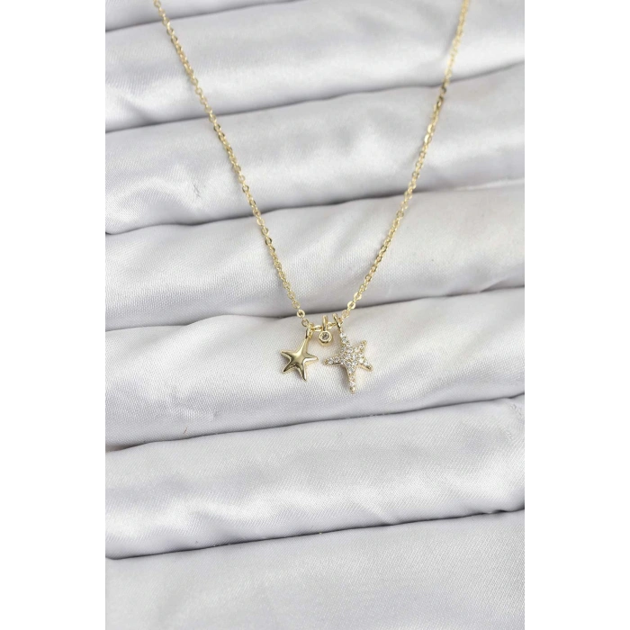 HEYF Pirinç Gold Renk Yıldız Minimal Kadın Kolye