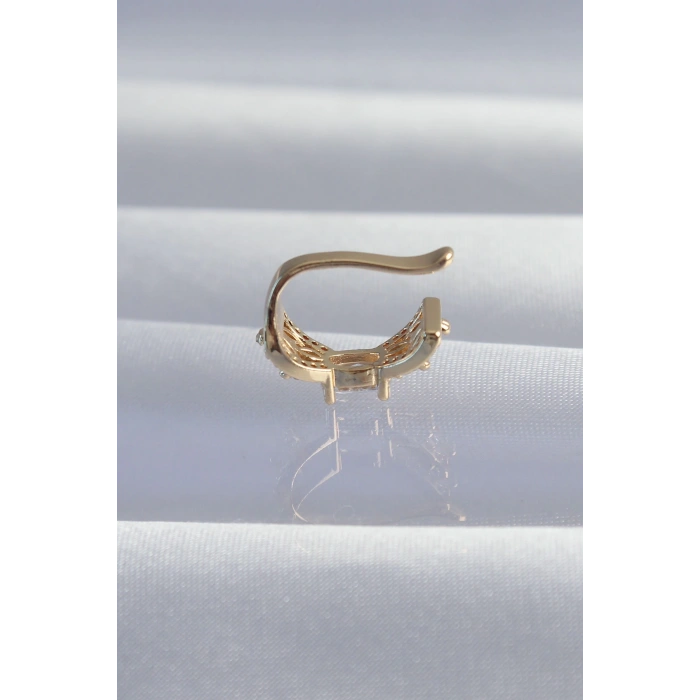HEYF Pirinç Gold Renk Zirkon Taş Kaplama Earcuff Küpe