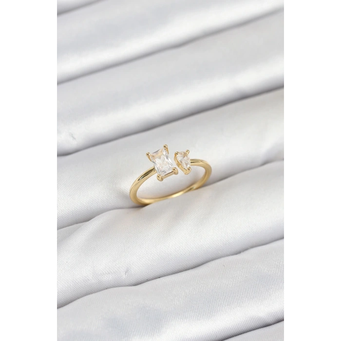 HEYF Pirinç Gold Renk Zirkon Taşlı Kadın Yüzük