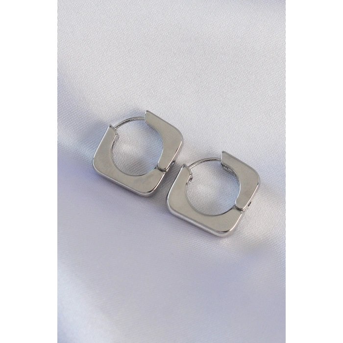 HEYF Pirinç Gümüş Renk Kare Küpe