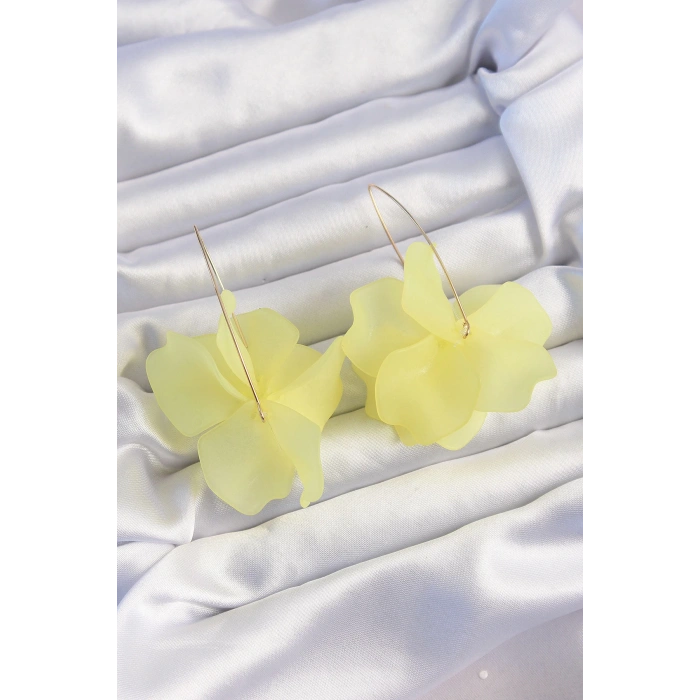 HEYF Pirinç Sarı Renkli Flora Küpe