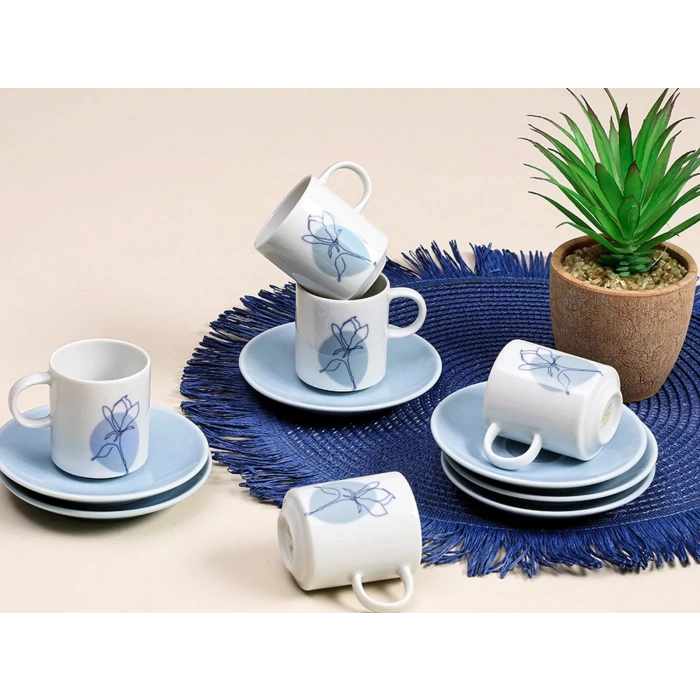 heyf Porland Alyssa Turkuaz 6 Kişilik Kahve Takımı