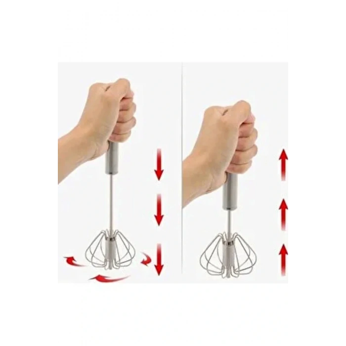 heyf Pratik Paslanmaz Çelik Basmalı Otomatik Çırpıcı Metal Çırpıcı 1 Adet Uzunluk 30cm