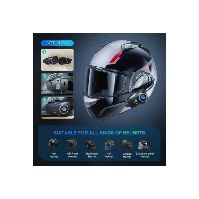 HEYF Q28 Motosiklet Kask Bluetooth Kulaklık 1080p Kamera Interkom Kulaklık Su Geçirmez Intercom