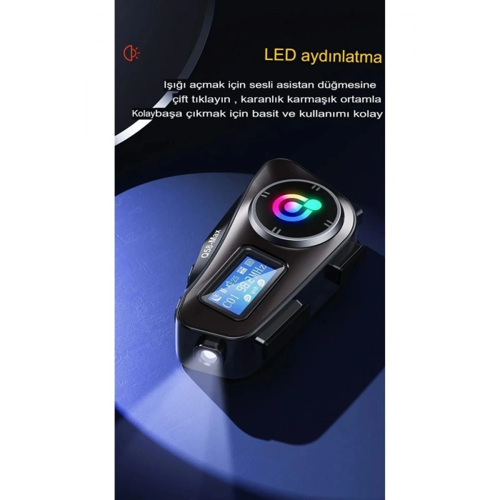 HEYF Q58-max Radyolu 2 Kişi Bağlantılı Bluetooth Kask Kulaklık Ekranlı Fenerli Müzik Ve Telsiz Intercom