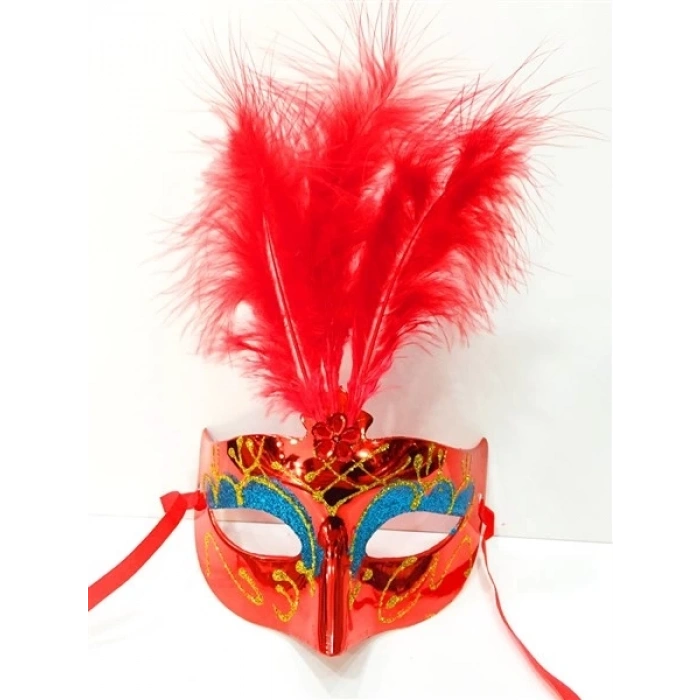 HEYF Renkli Tüylü Venedik Parti Maskesi Karışık Renk 12 Adet