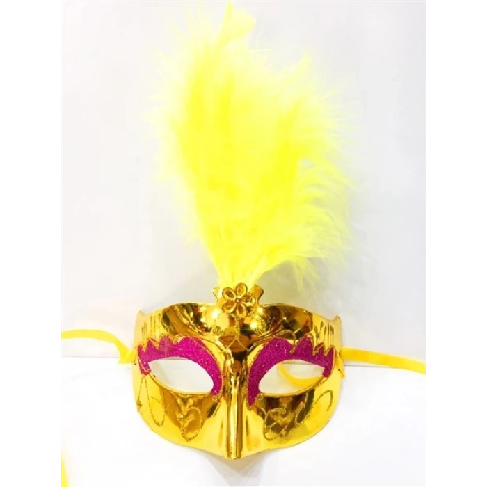 HEYF Renkli Tüylü Venedik Parti Maskesi Karışık Renk 12 Adet