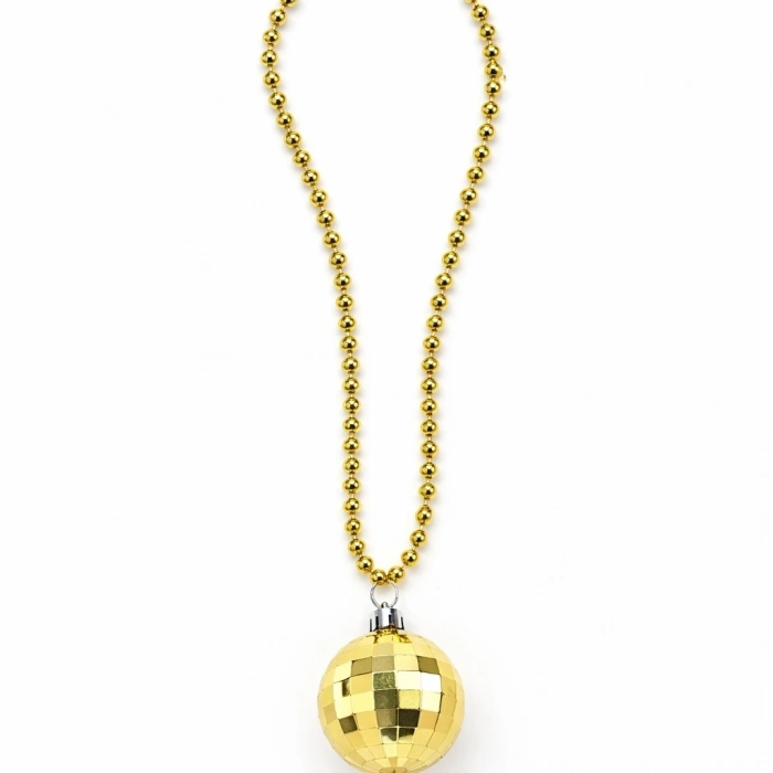 HEYF Retro Disko Topu Şekilli 8039ler 9039lar Altın Renk Plastik Kolye