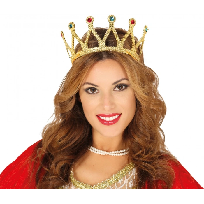 HEYF Rönesans Kostümlü Kraliyet Ortaçağ Altın Gold Kraliçe Prenses Tacı
