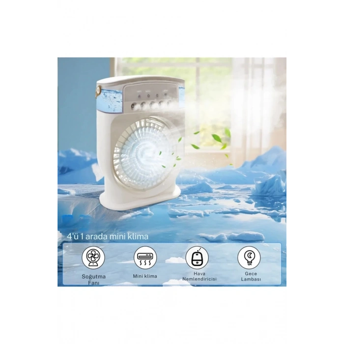 HEYF Şarjlı 600 Ml Su Hazneli Taşınabilir Masaüstü Vanilatör  Güçlü Fan Ve 2000 Mah Pil Siyah