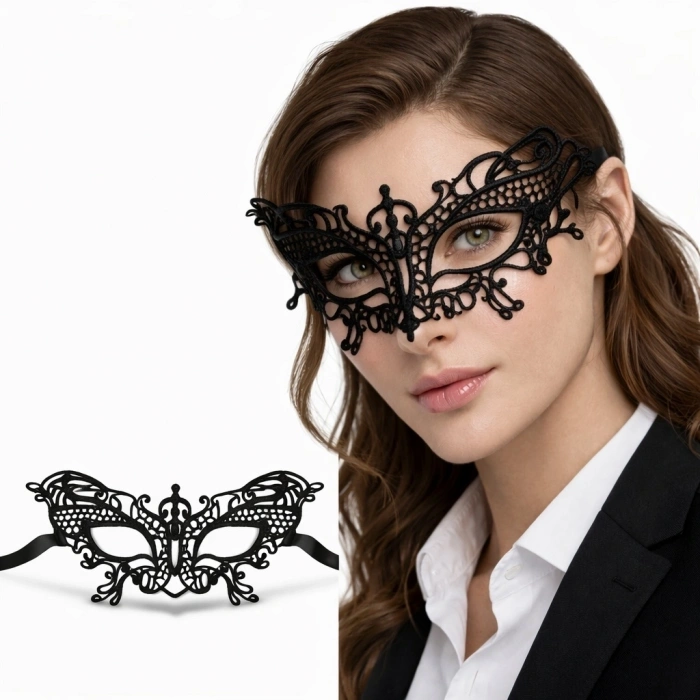 HEYF Siyah Dantel Venedik Maskesi Kadın – Zarif Parti  Balo Maskesi 2 No