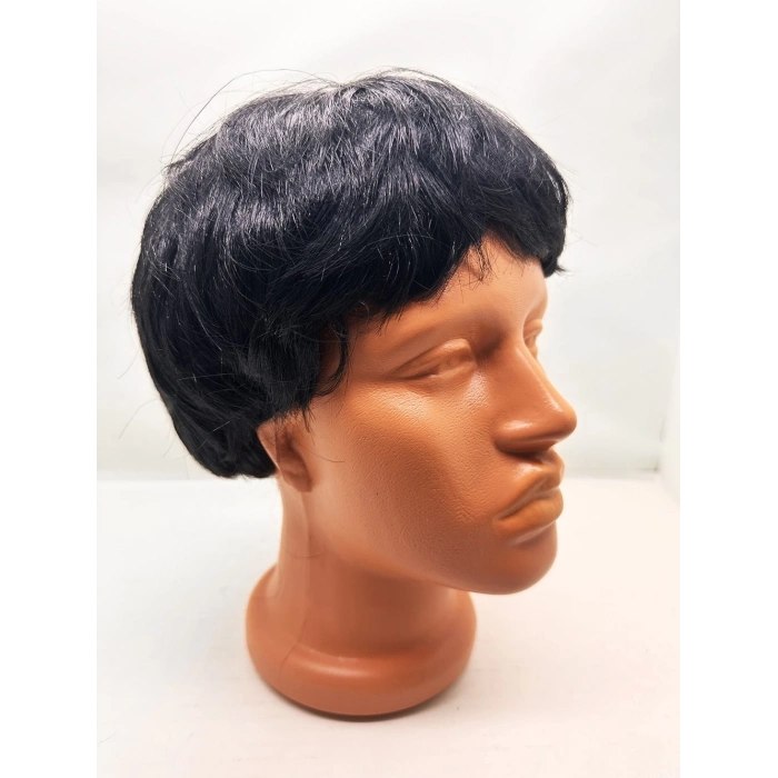 HEYF Siyah Renk Kısa Kesim İçi Astarlı Erkek Peruğu