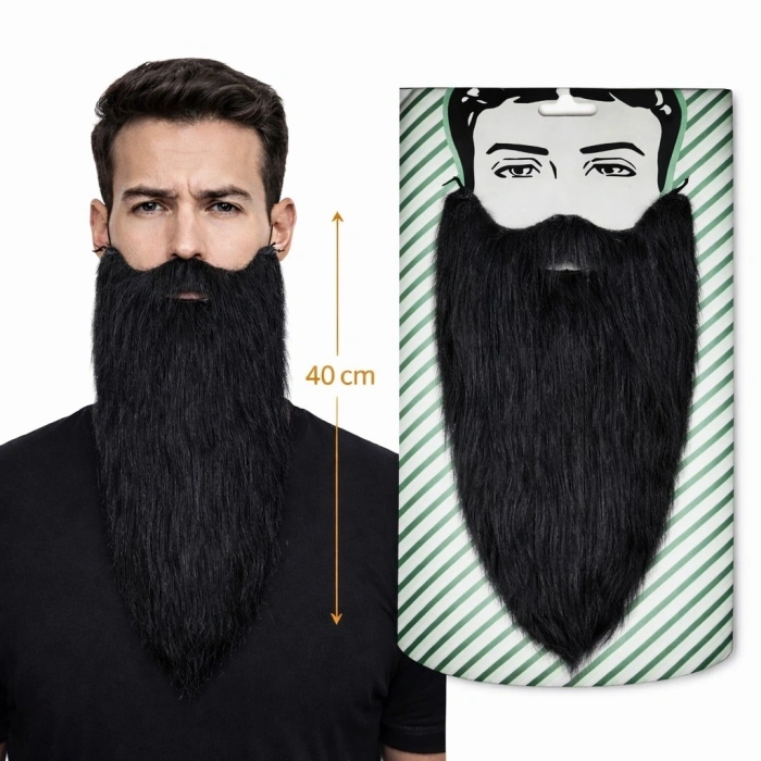 HEYF Siyah Renk Lastikli Uzun Takma Sakal 40 Cm