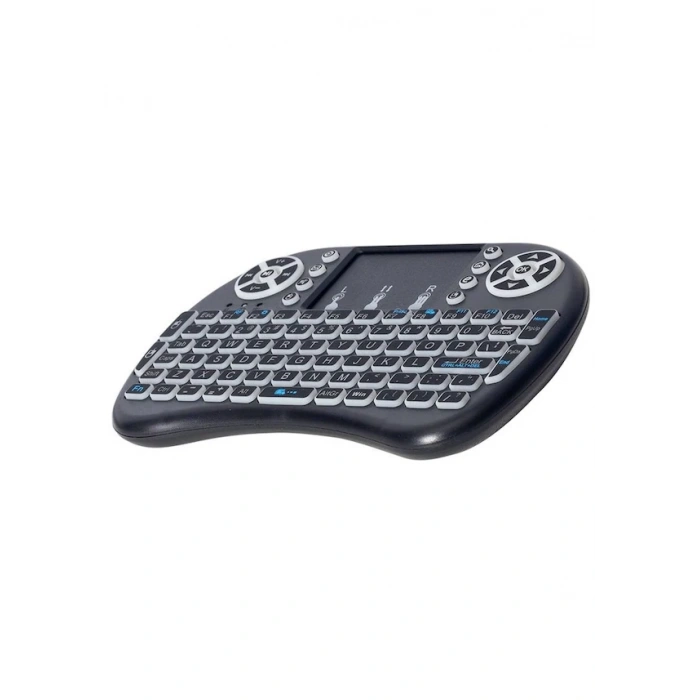 HEYF Smart Tv Box Ps3 Uyumlu Kablosuz Dokunmatik Işıklı Şarjlı Touchpadli Mini Q Klavye