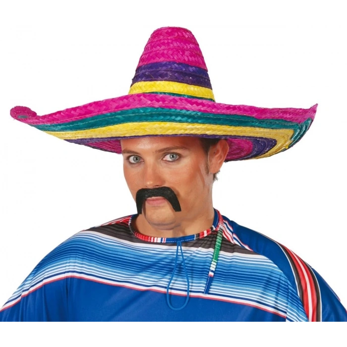 HEYF Sombrero Meksika Şapkası Renkli Örme Hasır Yetişkin Boy