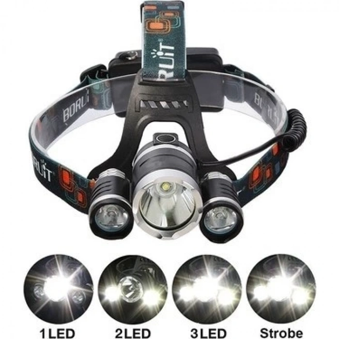 HEYF T6 Kafa Feneri 5000 Lumens 3xcree Xm-t6+2r5 Lamba Led Kamp Lambası